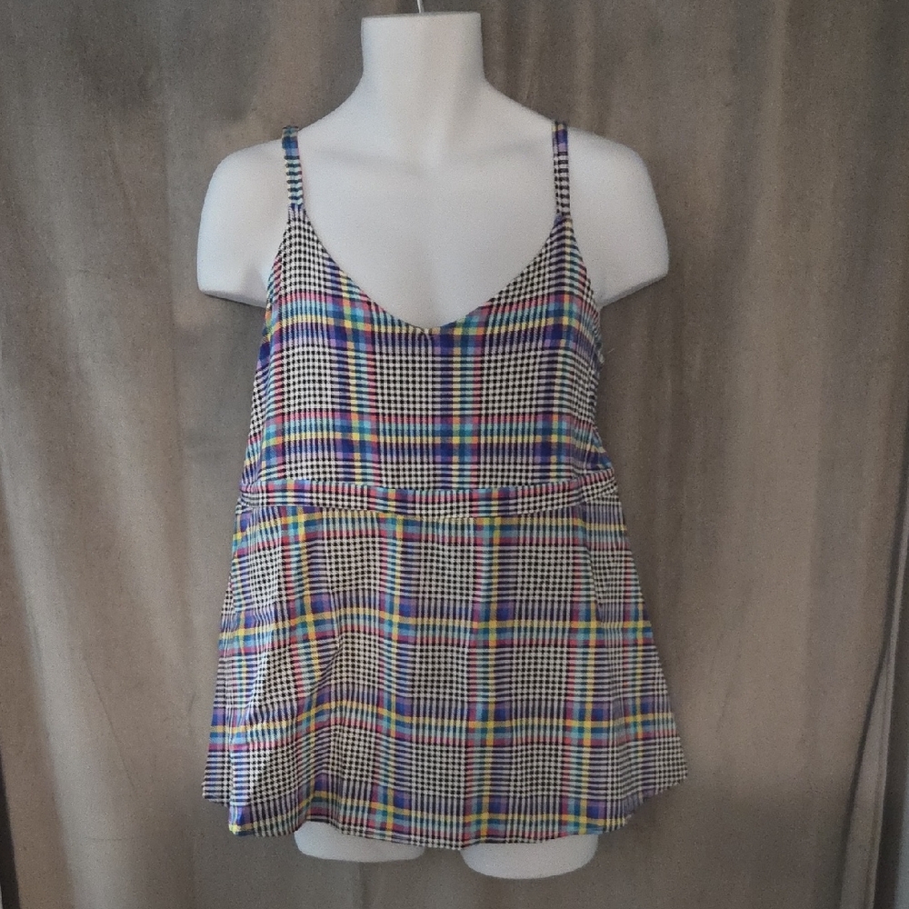 torrid 1x Multicolor Plaid Tank Top with Thin Straps